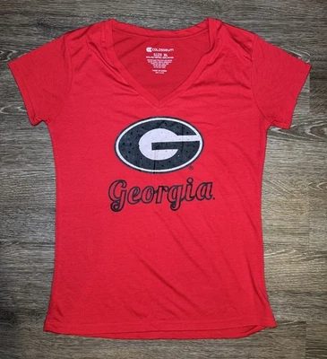 Georgia Bulldogs Colosseum Red V-Neck Shirt Womens Size XL - Image 1 of 4