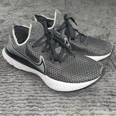 Nike Men’s 10.5 React Infinity Run Flyknit Black White Running Shoes - Image 1 of 4