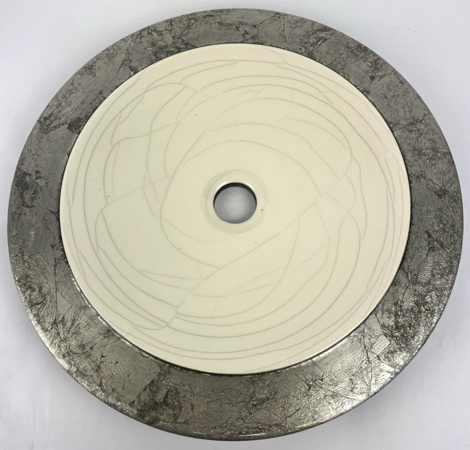 Fregadero redondo de vidrio de diseño metálico plateado diseño de decoración moderna OD 15,5" Foto 1 de 4