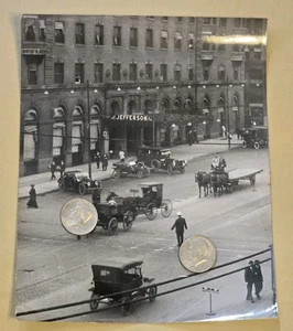 Rare Vintage 1914 Jefferson Theater St. Louis Cars 8x10 photo Street Scene Horse - Bild 1 von 3