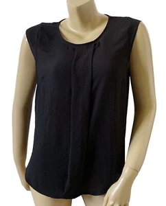 H&M Womens Size Small Black Cap Sleeve Pleated Front Short Sleeve Top Shirt - Picture 1 of 8