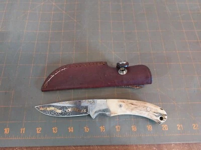 Cuchillo fijo Team Colt Steer Wrestling edición limitada mango de ciervo hecho a mano 8-A Foto 1 de 4