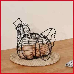 Iron Art Eggs Storage Basket Chicken Shaped Egg Holder Household Rack Container - Picture 1 of 24