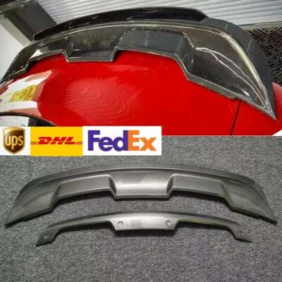 Alerón trasero de fibra de carbono de doble capa estilo GT500 para Ford Mustang Foto 1 de 4