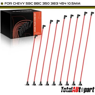 Набор из 9 красных проводов свечей зажигания для Chevy SBC BBC 350 383 454 10,5 мм SP1039010 - Изображение 1 из 4