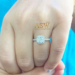 IGI CERTIFIED 14K WHITE GOLD CUSHION CUT DIAMOND ENGAGEMENT RING 1.80CT F VS2 - Picture 1 of 9