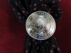 Scarf Slide / Wild Rag Slide: Real Coin Silver Dollar, Eagle Side - Picture 1 of 2