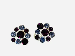 Pendientes de Colección Napier HMN con Clip Tono Plateado Piedras de Cristal Lila Púrpura - Imagen 1 de 5