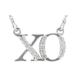 "XO" Diamond 16.50" Necklace In 14K White Gold - Picture 1 of 2