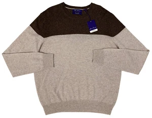 Men's ALAN FLUSSER Heather Brown / Khaki Cashmere Crew Sweater XXL NEW NWT - Picture 1 of 4