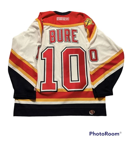 CCM Florida Panthers Pavel BURE #10 NHL Hockey Jersey White Canada Sewn Large L Cover