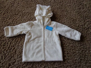 THE CHILDREN'S PLACE Niña Nueva con Etiquetas Talla 9-12 Meses Blanco Piel Imitada Cremallera Chaqueta con Capucha - Imagen 1 de 5