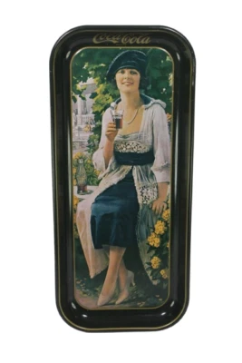 Vintage 1973 Coca Cola Tray Lady In Blue Dress Reproduction Of 1921 Ad Art - Image 1 of 4