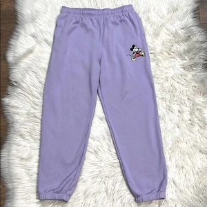 Disney Mickey Mouse Sweatpants Womens Purple/Lavender Jogger Pants Embroidered L - Picture 1 of 12