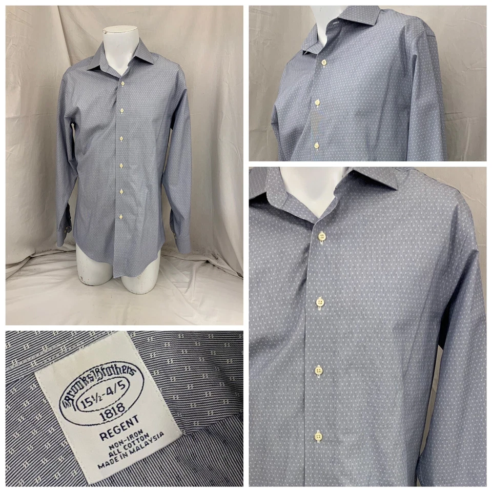 Camisa Brooks Brothers Regent 15.5 34 35 Azul Gris Cuadros Algodón YGI R2-118 Foto 1 de 4