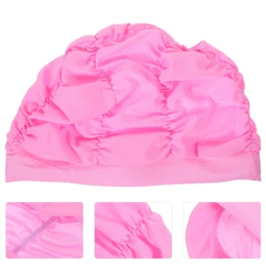 Pleated Swimming Cap Child Polyester Hair Pool Hats for Woman - Picture 1 of 17