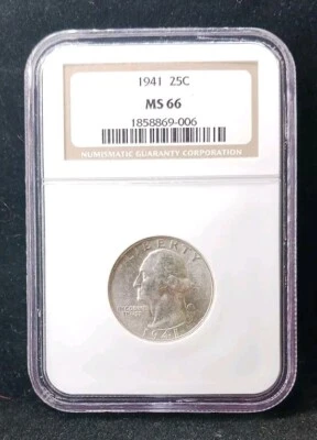 Moneda de cuarto de dólar Washington 1941 NGC MS66 Foto 1 de 2
