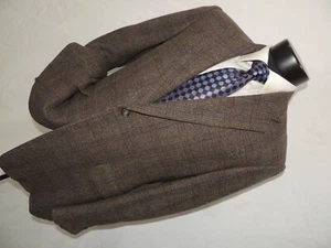 BESPOKE HICKEY FREEMAN NORDSTROM MEN'S WOOL BROWN WINDOWPANE JACKET COAT 38 R - Picture 1 of 9