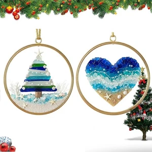 Unique Blue Sea Glass Christmas Ornament Handcrafted Nativity Scene HolidayDecor - Bild 1 von 16