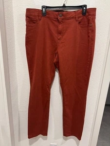Liz Claiborne Sara schmales Bein Hose mittelhoher Bund 18 rot Brandy braune Farbe neu mit Etikett - Bild 1 von 5