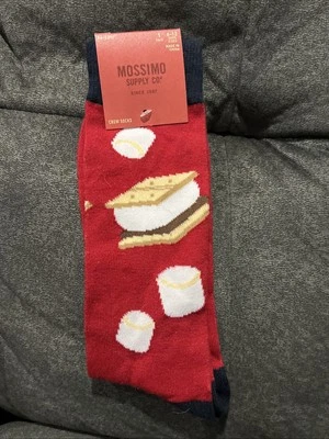 S'More Crew Socks Red Black Mossimo SIze 6-12 Berry 313380 Camping Novelty - Image 1 of 4