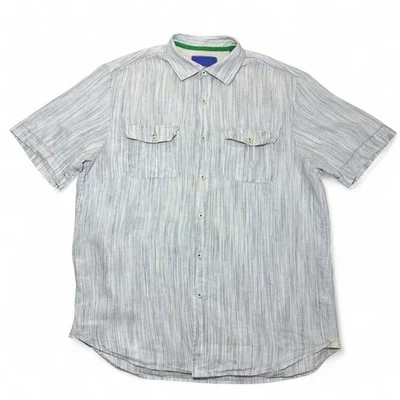 100% linen striped white & blue woven shirt • by Tommy Bahama • Medium  - Image 1 of 4