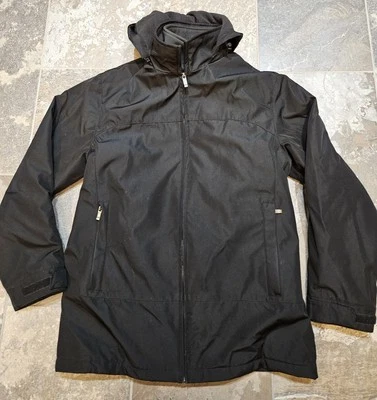 Chaqueta Abrigo Impermeable Marca Since 1948 Para Hombre Mediana Doble Cremallera Negra con Capucha Foto 1 de 4