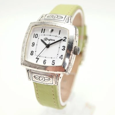 Brighton Orchard Womens 30mm Square Watch Green Leather Strap with New Battery - Image 1 of 4