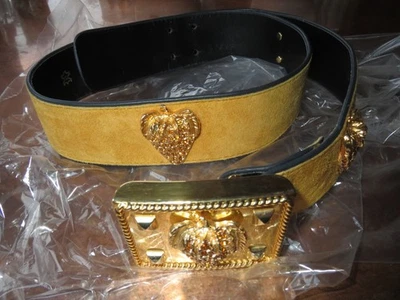 Vintage Ladies Leather Escada Belt Gold Tone Strawberry Accents 42 West Germany - Image 1 of 4