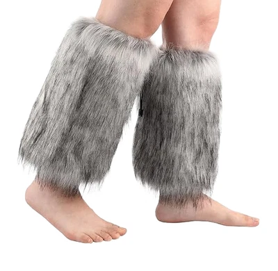 Серый искусственного меха ноги подогреватели меха загрузки манжеты чехлы Therian косплей платье вверх новый - Изображение 1 из 4