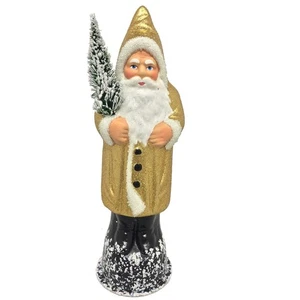 Ino Schaller Gold with Black Boots Santa German Paper Mache Candy Container - Picture 1 of 3