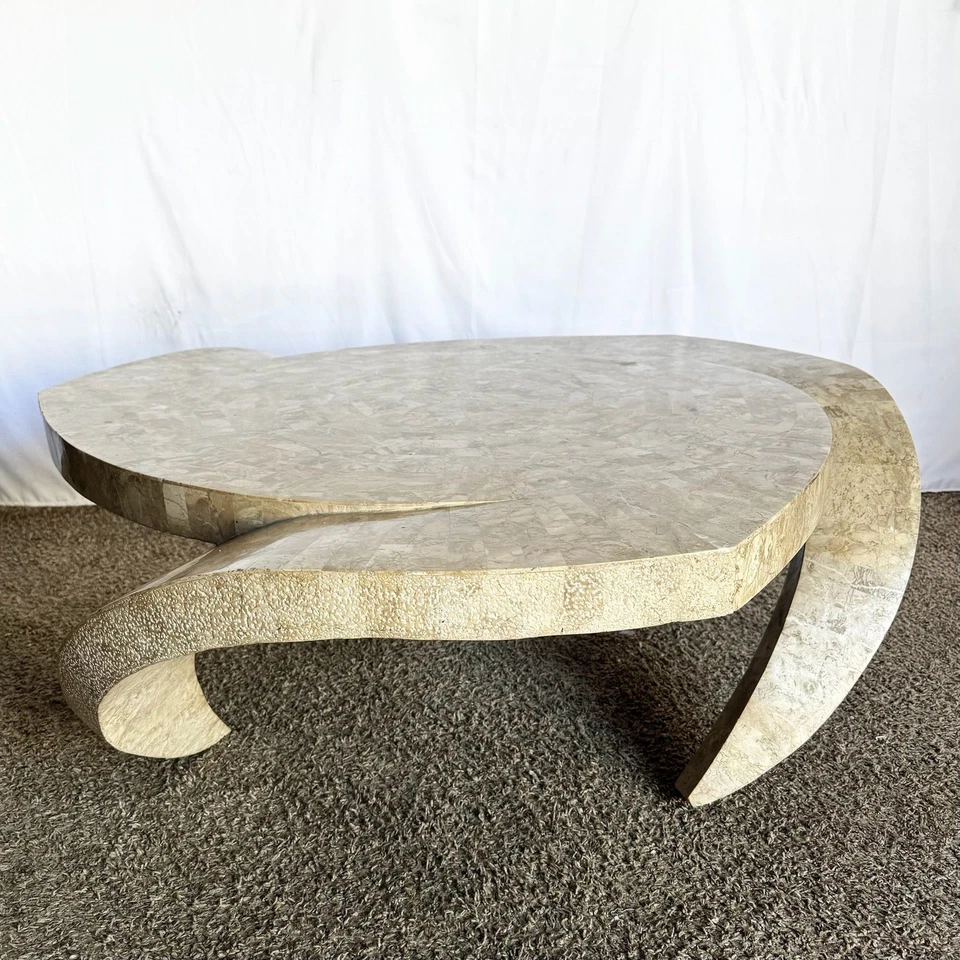 Posmoderno Maitland Smith Estilo Esculpido Circular Pulido Teselado Stone Co Foto 1 de 1