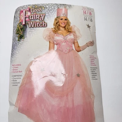 Halloween Good fairy Witch Costume Dress Women, Pink Fairy  one size 14/16 adult - Image 1 of 4