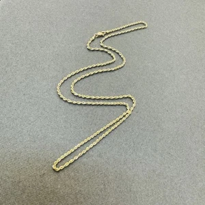20" Solid 10K Yellow Gold 1.7mm Rope Chain Necklace Lobster Clasp - Picture 1 of 7
