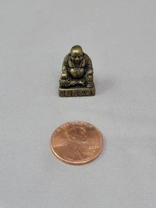 Brass Laughing Buddha Mini Figurine Statue Ornament Collectibles - Picture 1 of 5