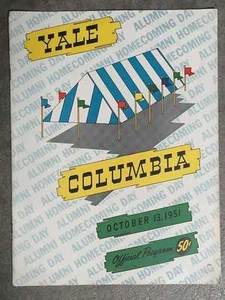 YALE (CT) @ COLUMBIA (NY) COLLEGE FOOTBALL PROGRAM - 1951 - EX - Imagen 1 de 2