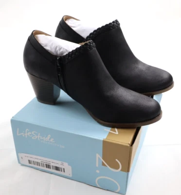 Life Stride Women's 7M Jacinda Velocity 2.0 Bootie Black Ankle Zip Heel Boot - Image 1 of 4