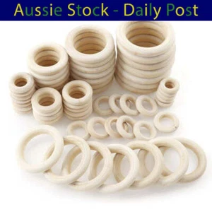 Cuentas de madera natural conectores colgantes círculos anillos cuentas macramé 2-9 cm - Imagen 1 de 15