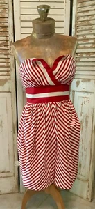 Victor Costa I.Magnin Strapless Red & White Striped Dress VTG 1960s Size 8 EUC - Picture 1 of 15