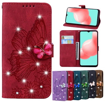 For Huawei P Smart 2019 2020 Leather Wallet With Diamond Bling Phone Case Cover  - Image 1 of 4