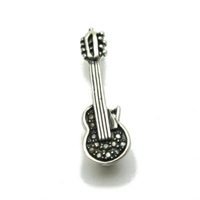 Sterling Silver Brooch Guitar Handmade Genuine Solid Stamped 925 Nickel Free - Image 1 of 2