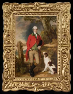 Royal 1700's Gentleman & His Dog Miniature Dollhouse Art Picture 8253 - Picture 1 of 1