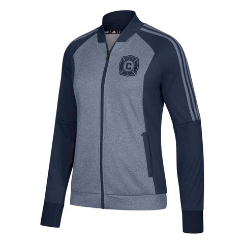 Chicago Fire MLS Adidas Women's Team Logo Blue Full Zip Anthem Jacket Cover