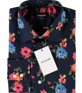 DUCHAMP LONDON Camisa a medida con estampado floral rojo y azul - Imagen 1 de 5