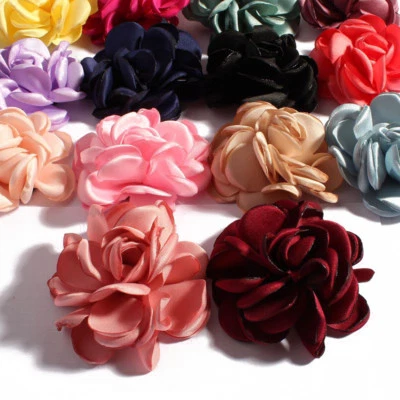 Burn Edge Hair Rose Fabric Flowers For Baby Headband Accessories Craft DIY 30pcs - Image 1 of 4