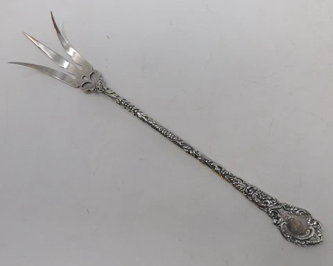 Wallace Louvre Lettuce Fork 8.75" Sterling Silver BK Mono 1894 30g Serving Fork Cover