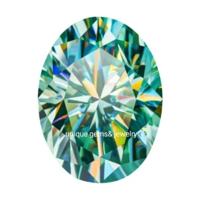 2 Ct Oval Cut Loose Lab Grown Diamond Fancy Green Color VVS1 Clarity Loose Gems - Image 1 of 4