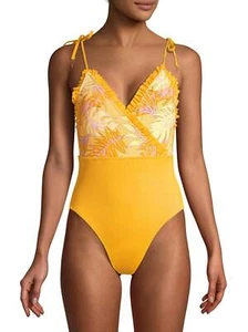 No Boundaries Juniors' Yellow Palm Print One Piece Swimsuit SIZE M --------E14-- - Picture 1 of 7
