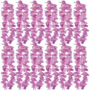12er Pack zweifarbig große 3 Zoll Blütenblätter Hula Mädchen 38 Zoll Stoff Leis, lila gelb - Bild 1 von 3