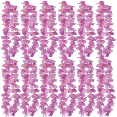 Paquete de 12 pétalos grandes de dos tonos de 3 pulgadas Hula Girl 38 pulgadas tela Leis, púrpura amarillo Foto 1 de 3